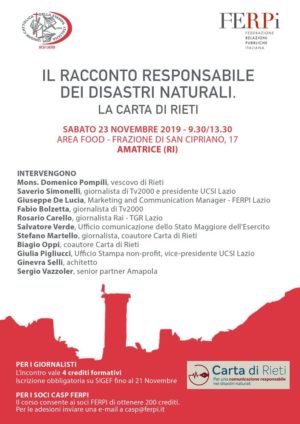 Relatori de "Il racconto Responsabile dei disastri naturali"